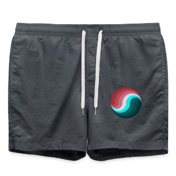 Rosa und grün eingekreiste Welle - Badeshorts - Anthrazit - Vorne - AI Model Male 185 light (185cm)