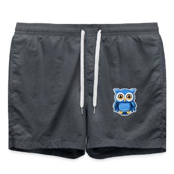 Cute Owl Kawaii Mascot - Swim Trunks - anthracite - Front - AI Model Male 185 light (185cm)
