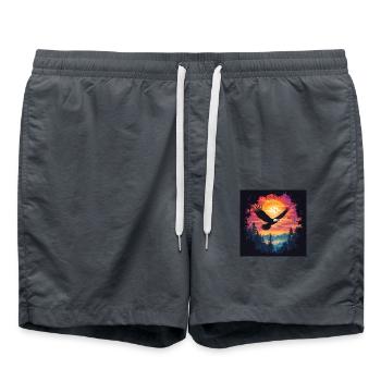 Adler im Sonnenuntergang - Badeshorts - Anthrazit - Vorne - AI Model Male 185 light (185cm)