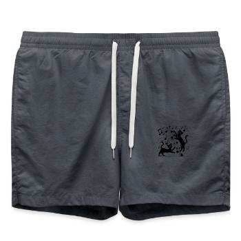 Black cats pattern playing with musical note - Swim Trunks - anthracite - Front - AI Model Male 185 light (185cm)