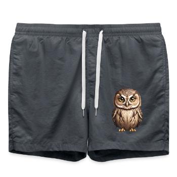 Junge braune Eule - Badeshorts - Anthrazit - Vorne - AI Model Male 185 light (185cm)