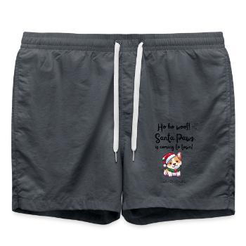 Santa Paws - christmas dog - Badeshorts - Anthrazit - Vorne - AI Model Male 185 light (185cm)