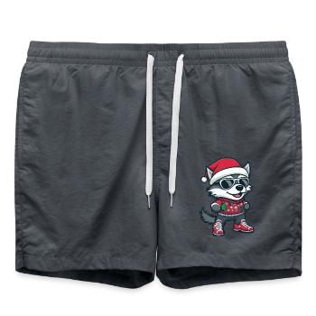 Husky Hund Weihnachten Comic Cool - Badeshorts - Anthrazit - Vorne - AI Model Male 185 light (185cm)