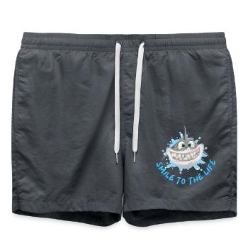 Lächeln Sie zum Leben, süßer lächelnder Hai im Cartoon-Stil - Badeshorts - Anthrazit - Vorne - AI Model Male 185 light (185cm)