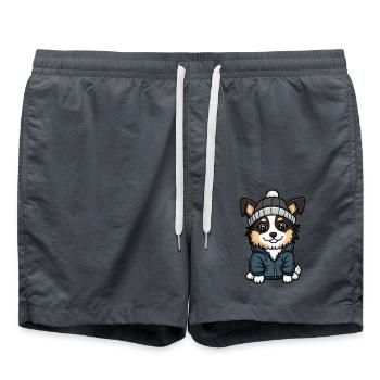 Australischer Schäferhund Cartoon - Badeshorts - Anthrazit - Vorne - AI Model Male 185 light (185cm)