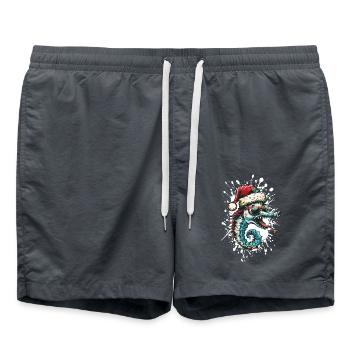 Hippocampe Noël Drôle - Short de bain - charbon - Devant - AI Model Male 185 light (185cm)