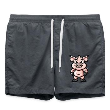 Bande dessinée de cochon - Short de bain - charbon - Devant - AI Model Male 185 light (185cm)