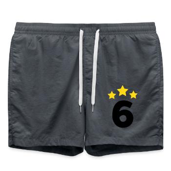 6 Year Star - 6th Anniversary Gift - Swim Trunks - anthracite - Front - AI Model Male 185 light (185cm)