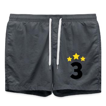 3 Year Star - 3rd Anniversary Gift - Swim Trunks - anthracite - Front - AI Model Male 185 light (185cm)