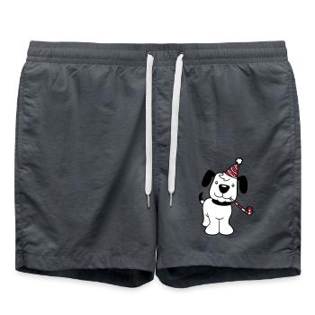 Hund Geburtstag Silvester Party Hut Feiern Tröte - Badeshorts - Anthrazit - Vorne - AI Model Male 185 light (185cm)