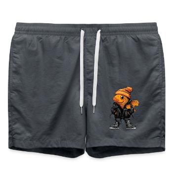 Poisson rouge drôle d’hiver - Short de bain - charbon - Devant - AI Model Male 185 light (185cm)