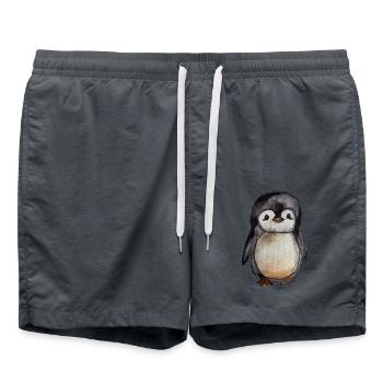 Petit pingouin aquarelle mignon peint à la main - Short de bain - charbon - Devant - AI Model Male 185 light (185cm)