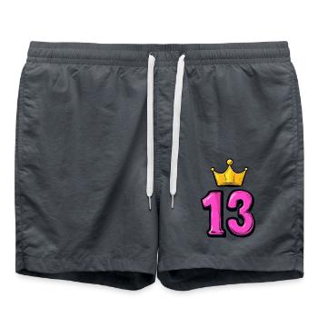 13 Number Crown - Swim Trunks - anthracite - Front - AI Model Male 185 light (185cm)