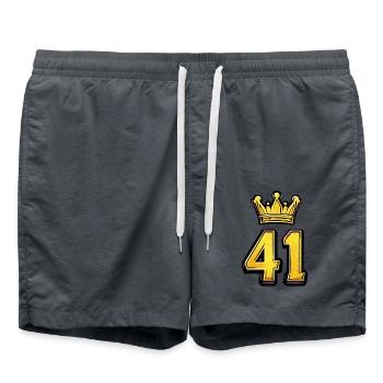 41 Zahl Krone - Badeshorts - Anthrazit - Vorne - AI Model Male 185 light (185cm)