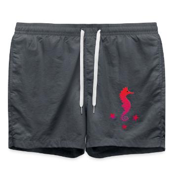 rotes Seepferdchen mit Sternchen pinkes Seepferd - Badeshorts - Anthrazit - Vorne - AI Model Male 185 light (185cm)