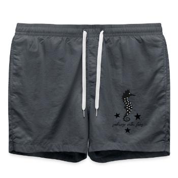 schwarzes Seepferd schwarzes Seepferdchen - Badeshorts - Anthrazit - Vorne - AI Model Male 185 light (185cm)