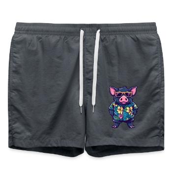 Pig Summer Wild Boar - Swim Trunks - anthracite - Front - AI Model Male 185 light (185cm)