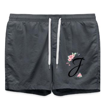 Buchstabe j Blumen - Badeshorts - Anthrazit - Vorne - AI Model Male 185 light (185cm)