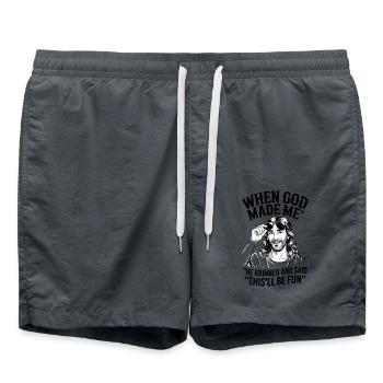 "When God Made Me" Funny Jesus Sunglasses - Swim Trunks - anthracite - Front - AI Model Male 185 light (185cm)