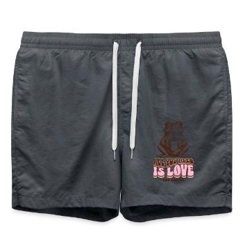 Frog Coffee Love – Clipart rétro - Short de bain - charbon - Devant - AI Model Male 185 light (185cm)