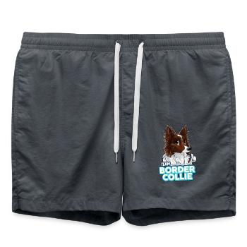 TEAM Border Collie Long Hair - Red - Swim Trunks - anthracite - Front - AI Model Male 185 light (185cm)