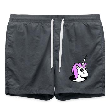 Unicorn Girl Pretty Bottom Hole Cartoon Cute Girl - Swim Trunks - anthracite - Front - AI Model Male 185 light (185cm)