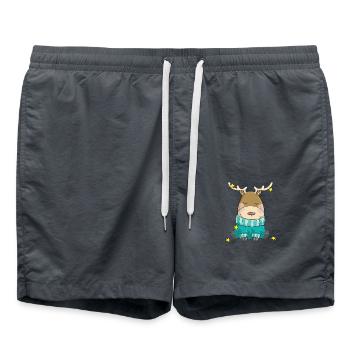 bande dessinée de renne de Noël Putziges - Short de bain - charbon - Devant - AI Model Male 185 light (185cm)