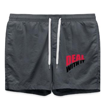 perspective saying cool text deal with it relax - Swim Trunks - anthracite - Front - AI Model Male 185 light (185cm)