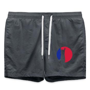 red blue logo round circle silhouette outline lama ka - Swim Trunks - anthracite - Front - AI Model Male 185 light (185cm)