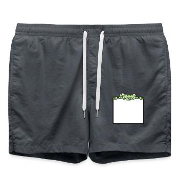 frosch schild verstecken rahmen text schreiben mau - Badeshorts - Anthrazit - Vorne - AI Model Male 185 light (185cm)