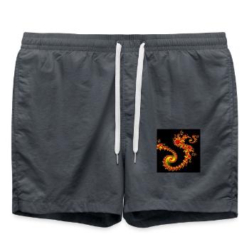 Mandelbrot 4 Poster - Badeshorts - Anthrazit - Vorne - AI Model Male 185 light (185cm)