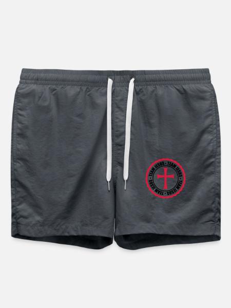 kreis stempel rund team kirche symbol kreuz jesus - Badeshorts - Anthrazit