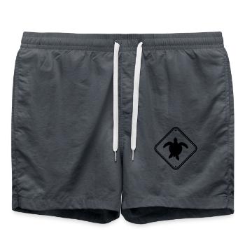 attention zone de bouclier note d'avertissement méfiez-vous des déchets - Short de bain - charbon - Devant - AI Model Male 185 light (185cm)