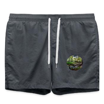 Wald Natur Fluss See Fotografie Naturliebhaber - Badeshorts - Anthrazit - Vorne - AI Model Male 185 light (185cm)