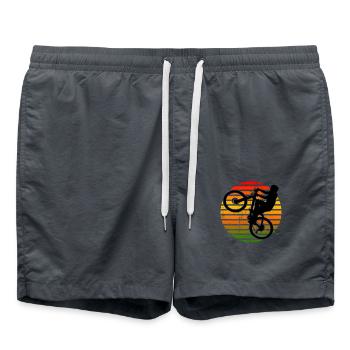 Wheelie Bike Cycling Gift - Swim Trunks - anthracite - Front - AI Model Male 185 light (185cm)