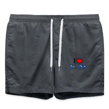 I love jeans herz jeanshose jeansträger kleidung - Badeshorts - Anthrazit - Vorne - AI Model Male 185 light (185cm)
