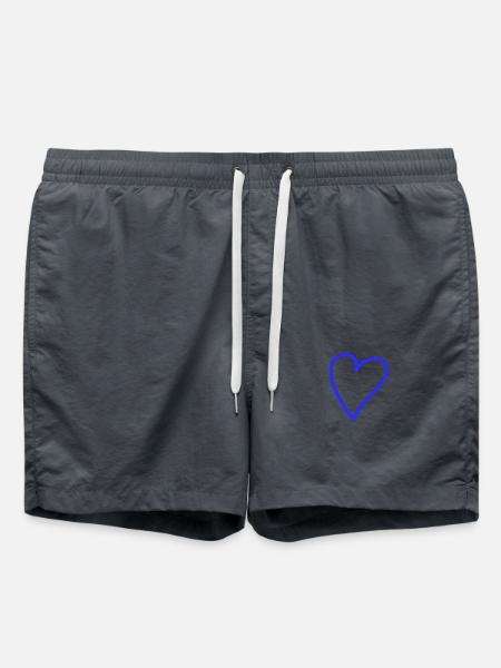 Heart Freehand Blue - Swim Trunks - anthracite
