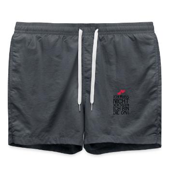 Ich muss nicht NEIN sagen ich bin die Oma Spruch - Badeshorts - Anthrazit - Vorne - AI Model Male 185 light (185cm)