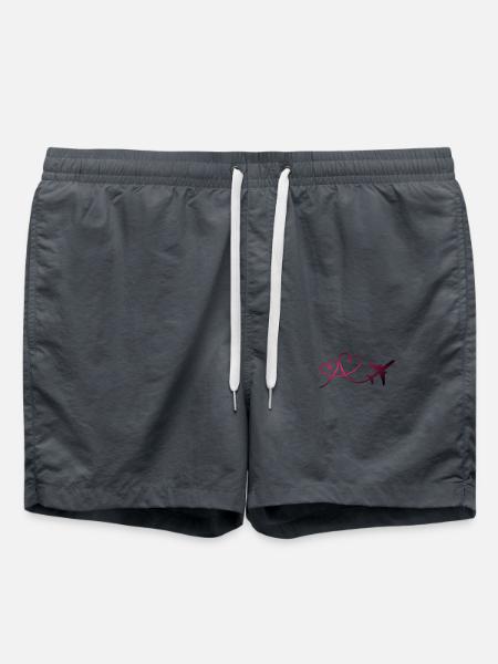 Flugzeug Flieger mit Herz Pilot Reisen Geschenk - Badeshorts - Anthrazit