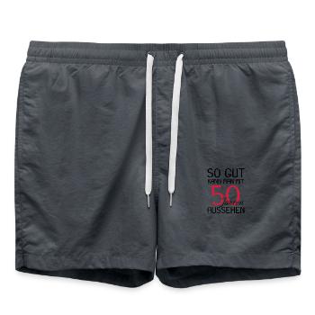 50 Geburtstag Spruch Party Geschenk - Badeshorts - Anthrazit - Vorne - AI Model Male 185 light (185cm)