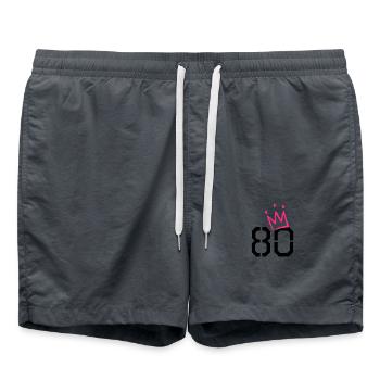 80e anniversaire - 80 couronne - 80 ans - Short de bain - charbon - Devant - AI Model Male 185 light (185cm)