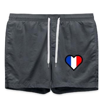 Französisches Herz dreifarbige Flagge Frankreichs Landliebe - Badeshorts - Anthrazit - Vorne - AI Model Male 185 light (185cm)
