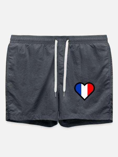 French heart tricolor flag France country love - Swim Trunks - anthracite