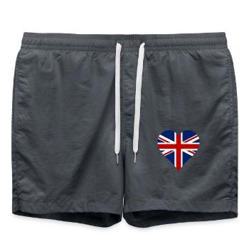 Great Britain Flag Heart - Swim Trunks - anthracite - Front - AI Model Male 185 light (185cm)