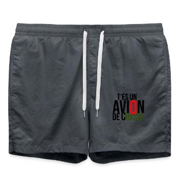 t'es un avion de chasse je t'aime - Short de bain - charbon - Devant - AI Model Male 185 light (185cm)