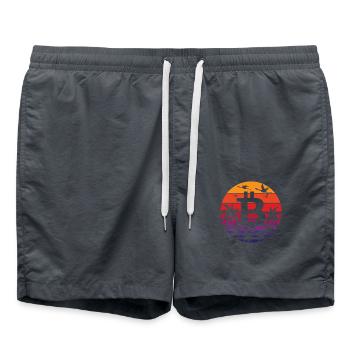 Vintage Sonnenuntergang Bitcoin Logo Crypto Fan Geschenk - Badeshorts - Anthrazit - Vorne - AI Model Male 185 light (185cm)
