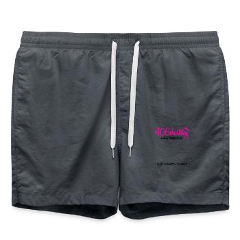 40 Geburtstag Gästebuch Deko Geschenk - Badeshorts - Anthrazit - Vorne - AI Model Male 185 light (185cm)