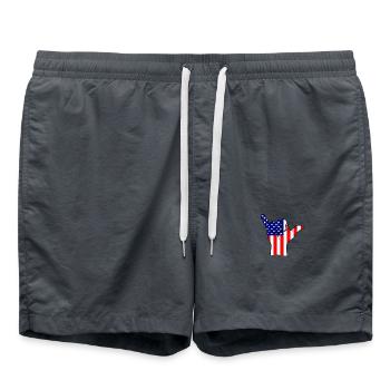 Shaka Hand American Flag USA Shaka - Swim Trunks - anthracite - Front - AI Model Male 185 light (185cm)