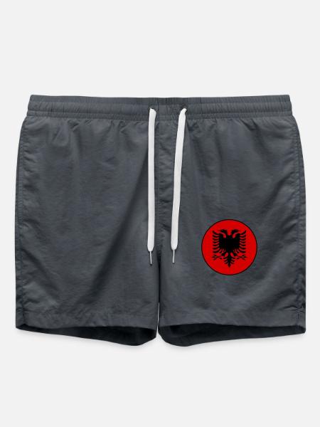 Albania Flag Round - Swim Trunks - anthracite