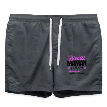 Bientôt Maman Qui Déchire Veuillez Patienter Mère - Short de bain - charbon - Devant - AI Model Male 185 light (185cm)
